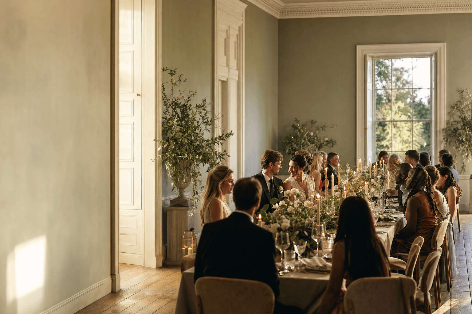 Wedding breakfast in a light-filled country house